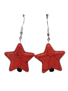 Howlite orange star earrings handmade